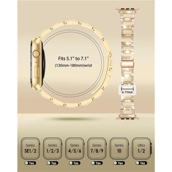 NEW Rose Gold Rhinestone Bling Apple Watch Band main image 7